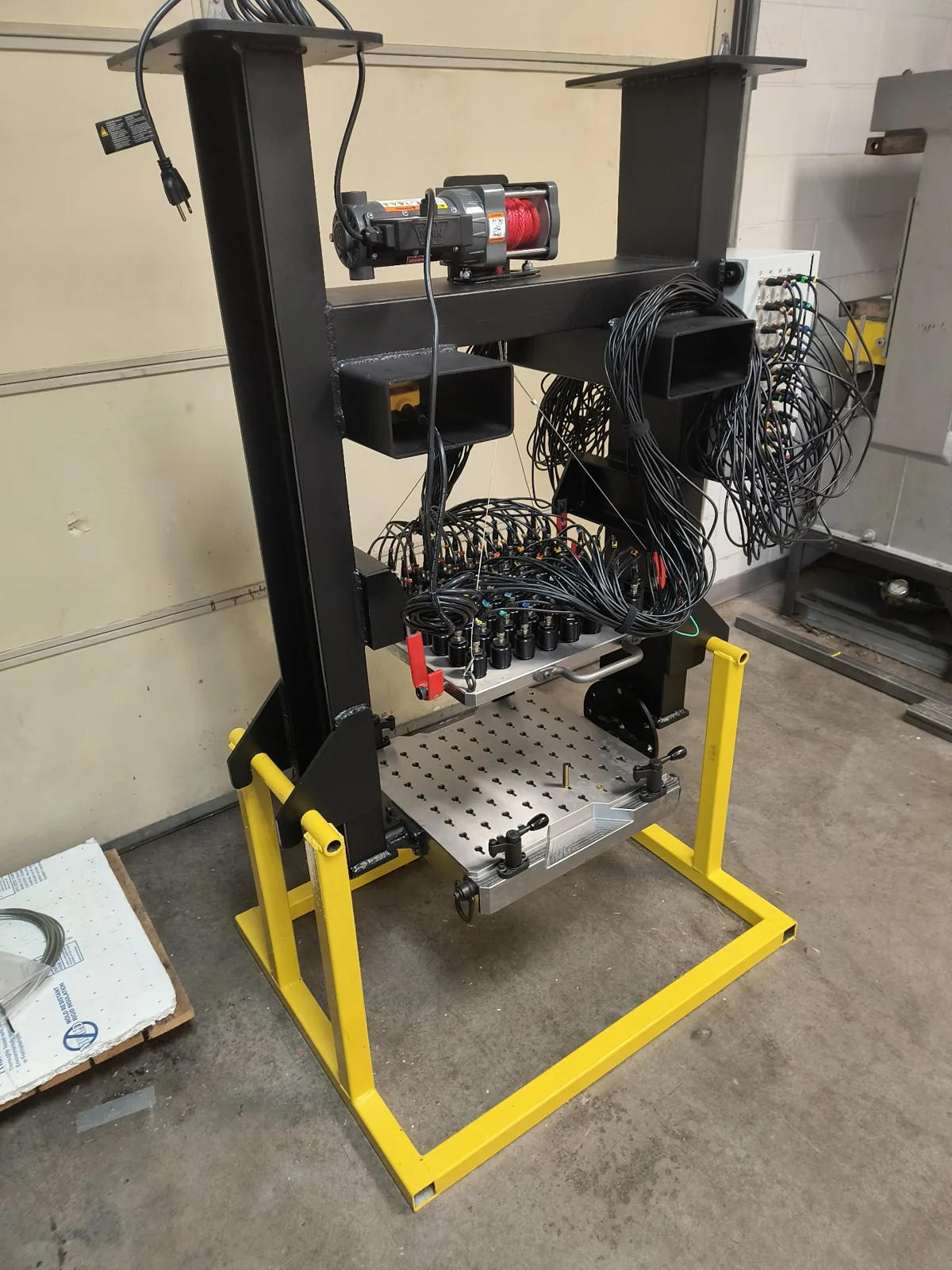 Custom-built test fixture with integrated sensor array